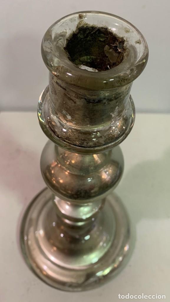 Antig&uuml;edades: Candelero de cristal de La Granja. - Foto 3
