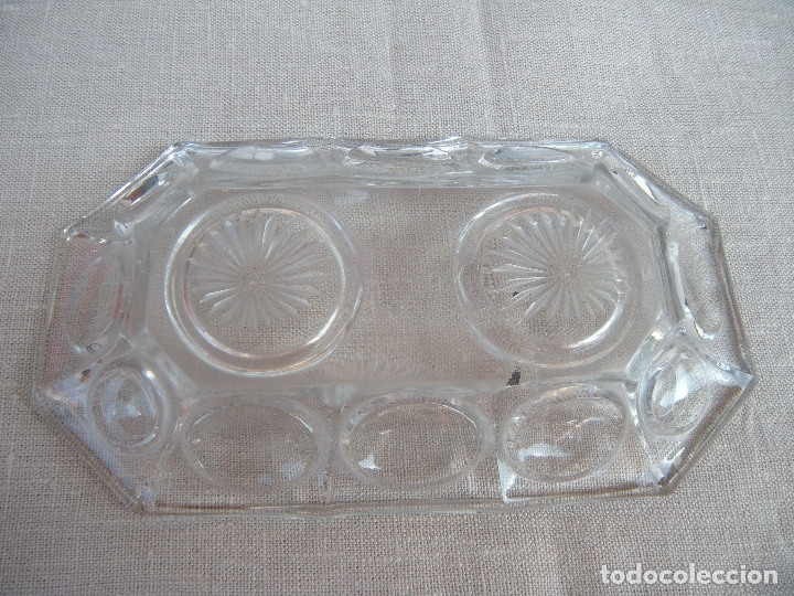 Antig&uuml;edades: BANDEJA DE CRISTAL OCTOGONAL - Foto 2