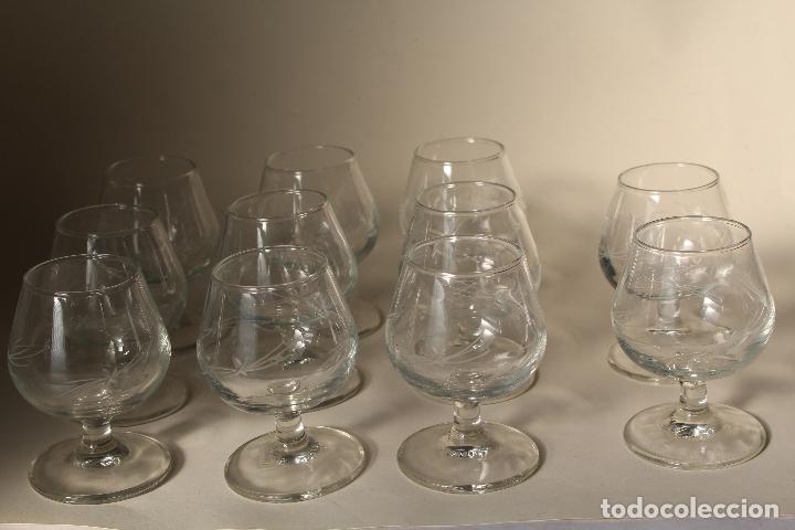 Oggetti Antichi: 11 copas de co&ntilde;ac en cristal tallado spain
