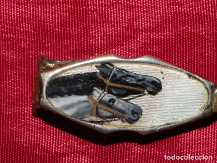 Antig&uuml;edades: Pinza billetera caballos esmalte y plata - Foto 4