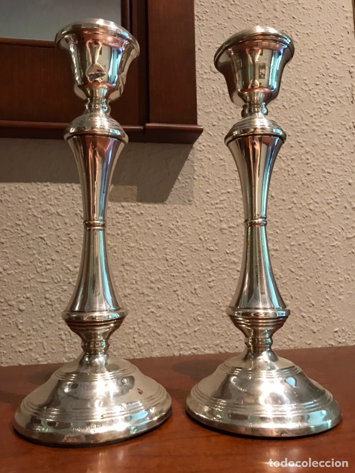 Antig&uuml;edades: Pareja de candelabros de plata 925 Inglesa - Foto 2