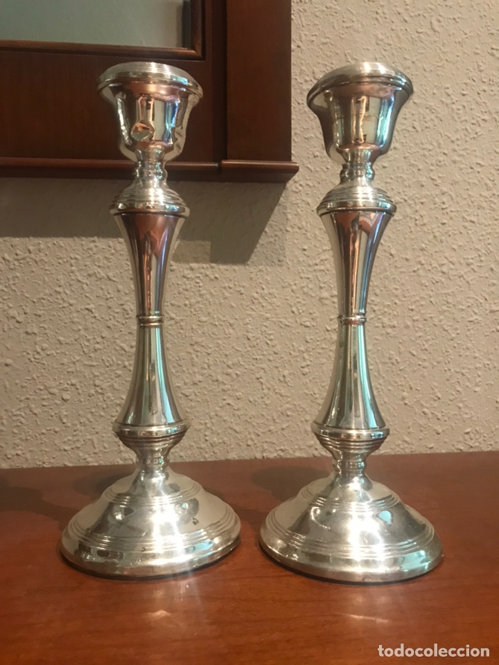 Antig&uuml;edades: Pareja de candelabros de plata 925 Inglesa - Foto 4
