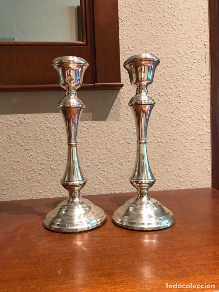 Antiques: Pareja de candelabros de plata 925 Inglesa