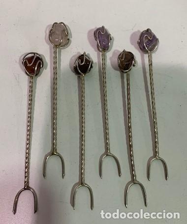 Antig&uuml;edades: 6 pinchos de plata con piedra