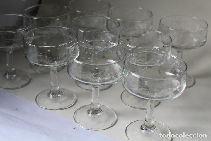 Antig&uuml;edades: 10 copas en cristal tallado spain - Foto 4