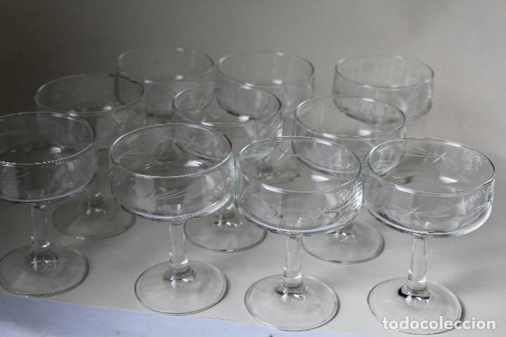 Antig&uuml;edades: 10 copas en cristal tallado spain - Foto 5