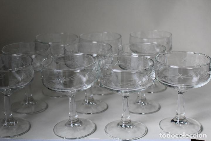 Antig&uuml;edades: 10 copas en cristal tallado spain - Foto 6