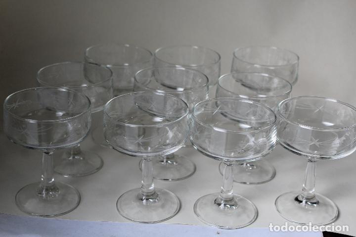 Antig&uuml;edades: 10 copas en cristal tallado spain - Foto 1