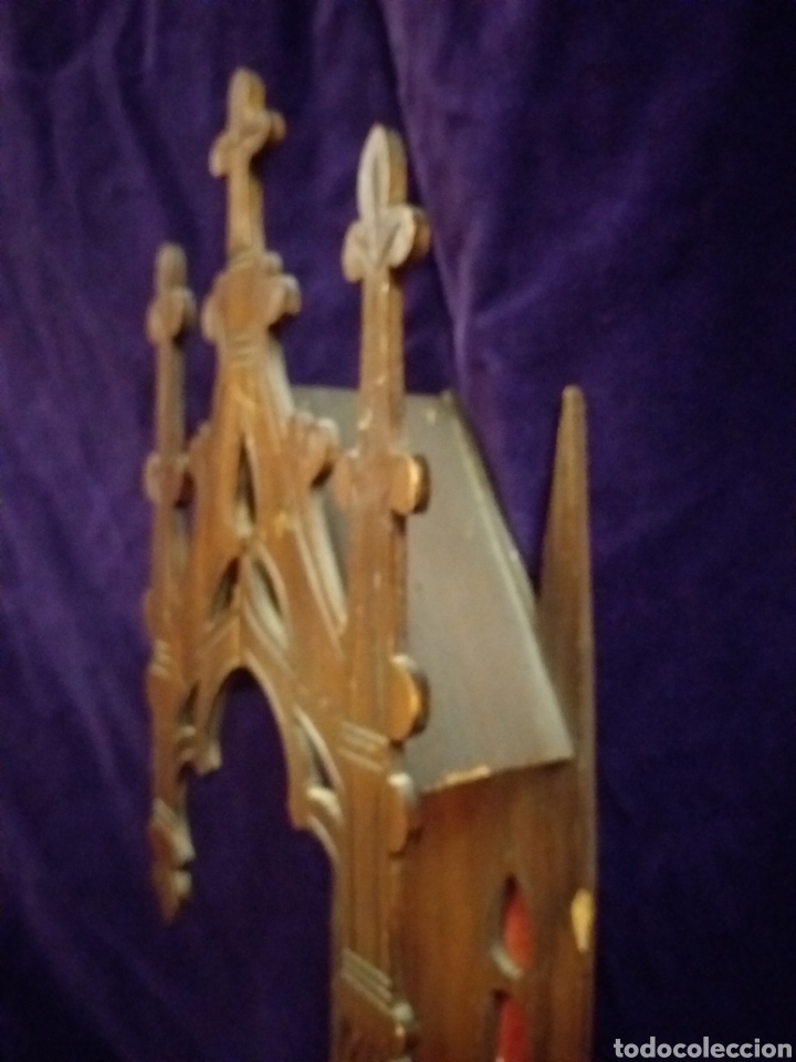 Antig&uuml;edades: Antigua capilla tallada en madera 71 cm - Foto 5