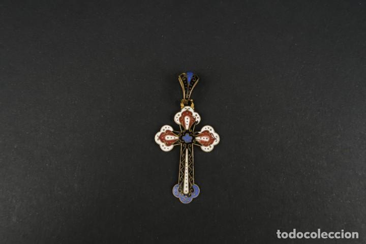 Antig&uuml;edades: Antigua Cruz de Bronce y Esmaltes - Foto 2