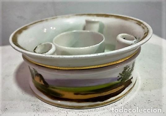 Antig&uuml;edades: Tintero de porcelana. - Foto 3