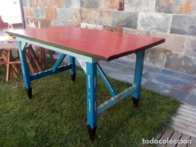Antig&uuml;edades: ANTIGUA MESA DE OLMO A&Ntilde;O 1950 MESA RUSTICA - Foto 5