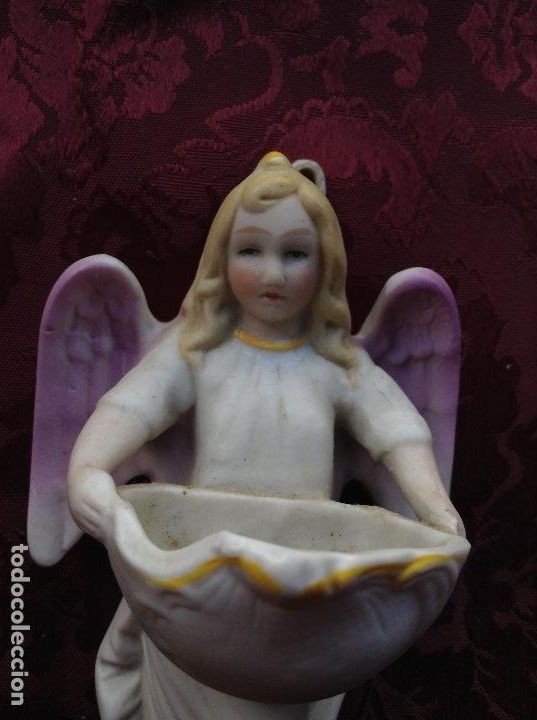 Antig&uuml;edades: Benditera de biscuit policromada numerada 282 - Foto 3