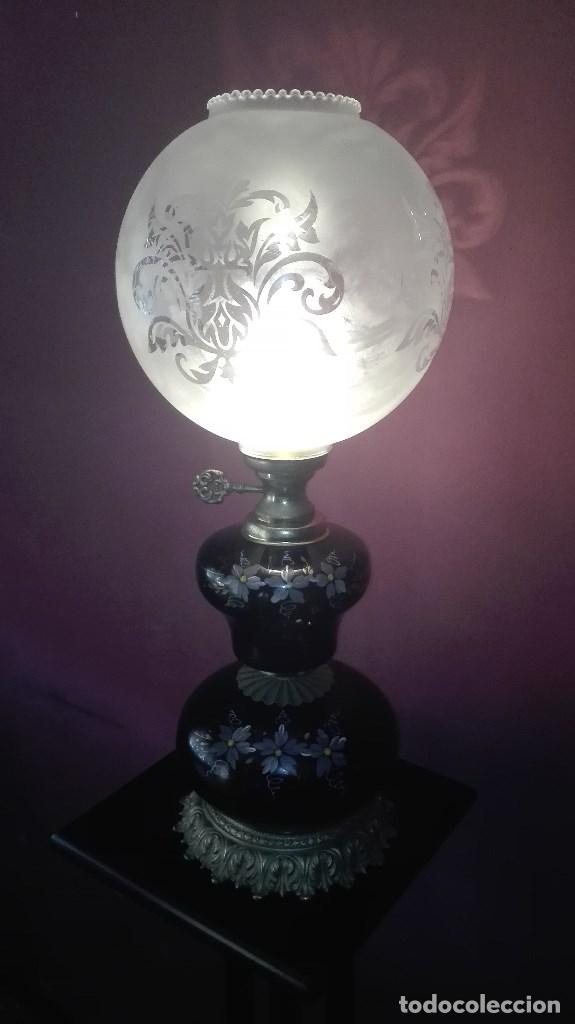 Antig&uuml;edades: LAMPARA QUINQUE PINTADA A MANO - Foto 5