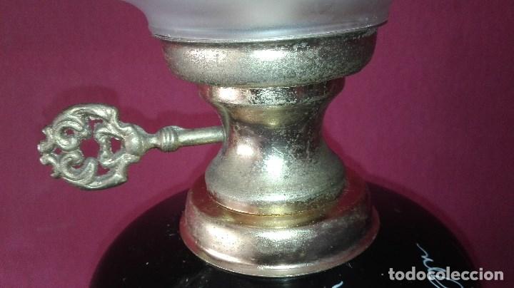 Antig&uuml;edades: LAMPARA QUINQUE PINTADA A MANO - Foto 8
