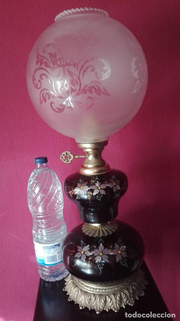 Antig&uuml;edades: LAMPARA QUINQUE PINTADA A MANO - Foto 18