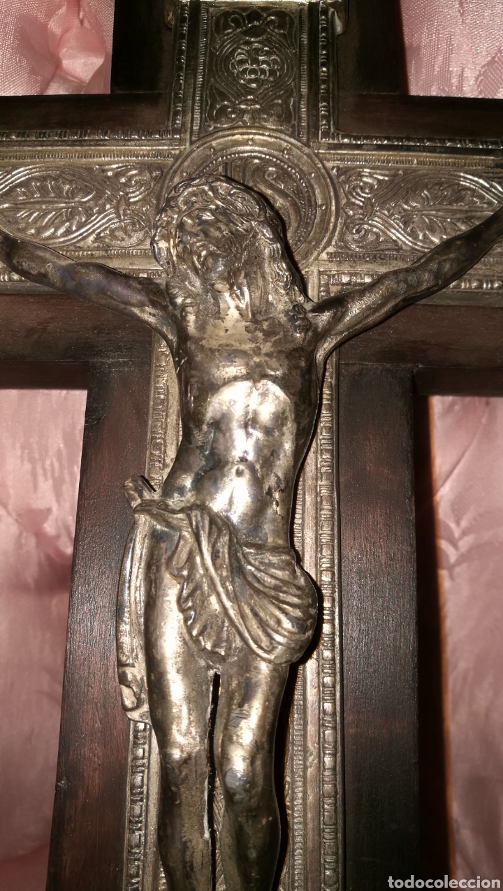 Antig&uuml;edades: CRUCIFIJO BRONCE PLATEADO - Foto 2