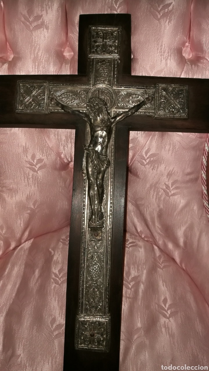 Antig&uuml;edades: CRUCIFIJO BRONCE PLATEADO - Foto 1