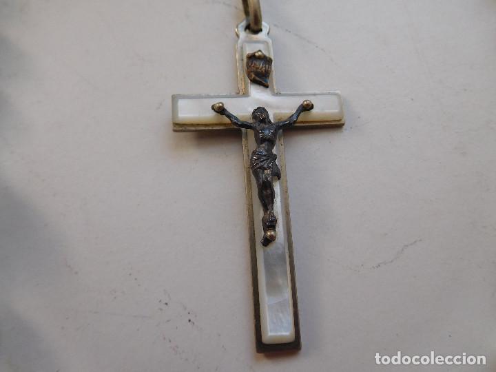 Antig&uuml;edades: Rosario antiguo de plata y bolas de nacar - Foto 2