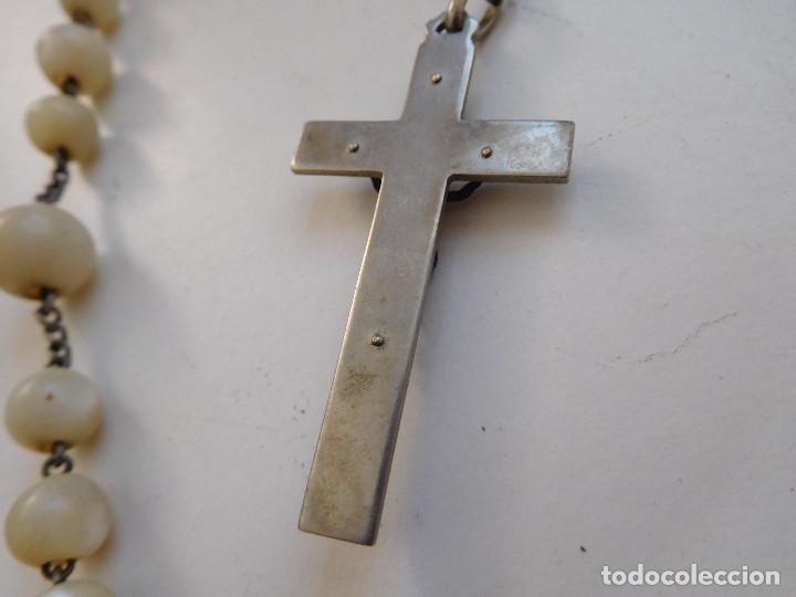 Antig&uuml;edades: Rosario antiguo de plata y bolas de nacar - Foto 6