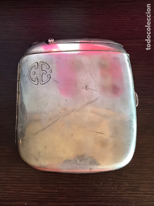 Antiquit&auml;ten: Pitillera art deco Plata 800 sobredorada con cerillero