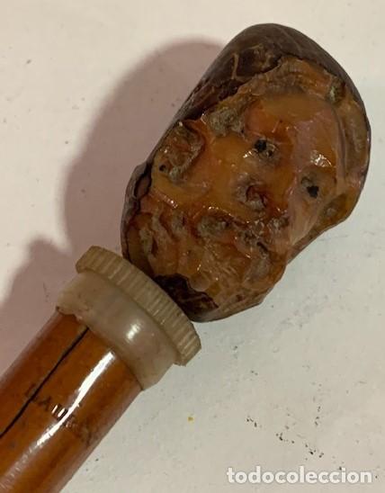 Antig&uuml;edades: Bast&oacute;n de malaca con pu&ntilde;o de semilla de tagua. - Foto 2