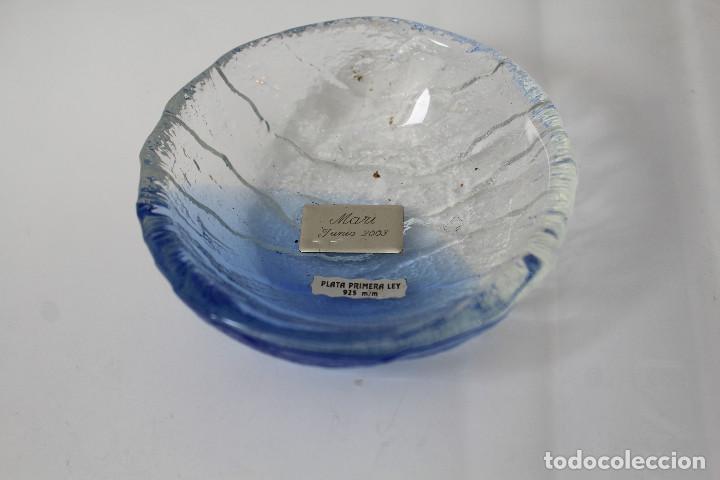 Antig&uuml;edades: cuenco bandeja de cristal y plata de ley 925 - Foto 1