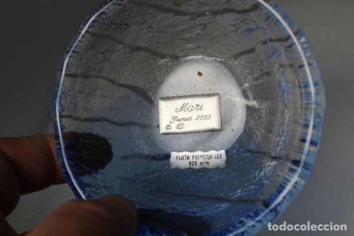 Antig&uuml;edades: cuenco bandeja de cristal y plata de ley 925 - Foto 4
