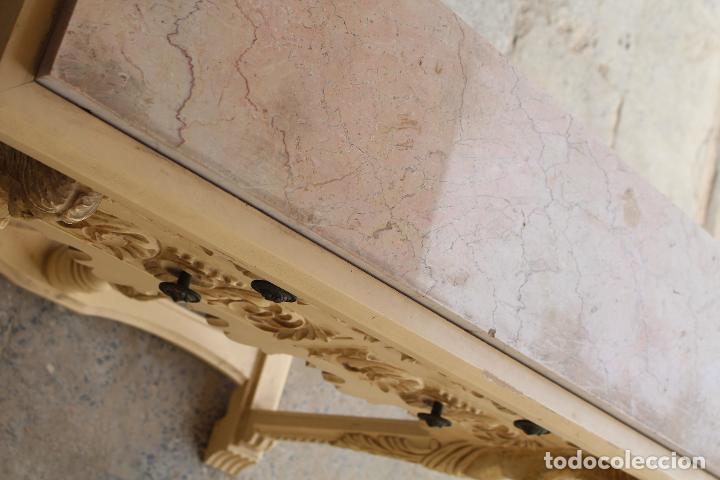 Antig&uuml;edades: consola en madera con tablero de marmol - Foto 3