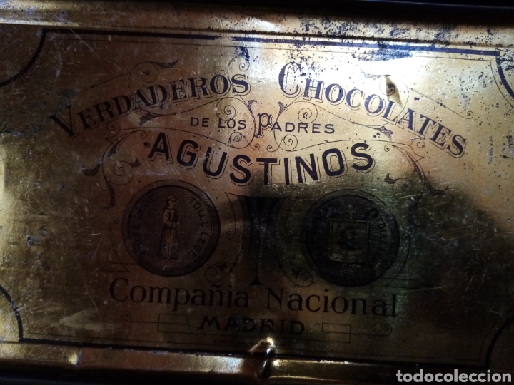 Antig&uuml;edades: Caja de lata. Chocolates Los Agustinos. - Foto 2
