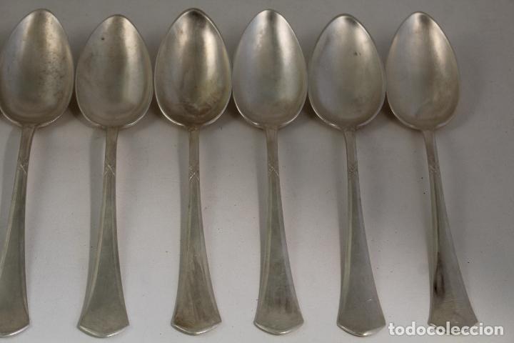 Antig&uuml;edades: 9 cucharas de alpaca plateada - Foto 4