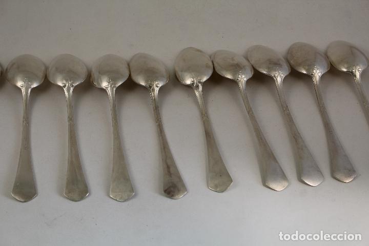 Antig&uuml;edades: 9 cucharas de alpaca plateada - Foto 9
