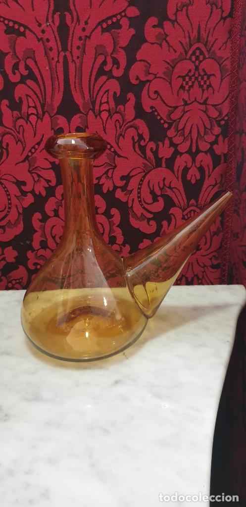 Antiques: Porron antiguo cristal soplado amarillo