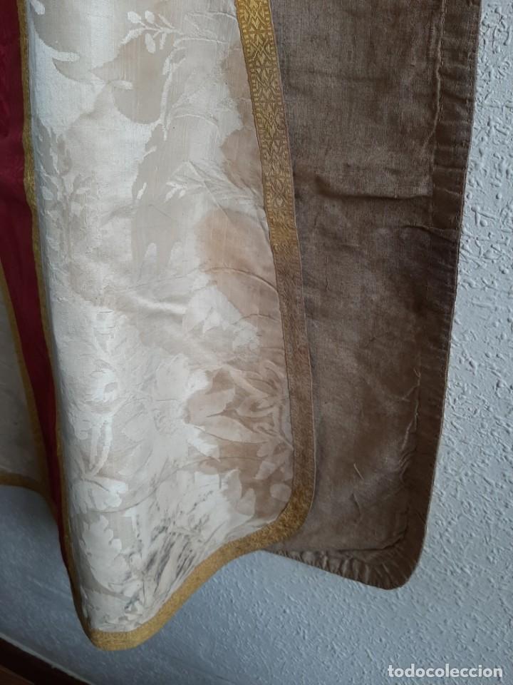 Antig&uuml;edades: CASULLA DE SEDA DAMASQUINADA - SIGLO XIX - Foto 16
