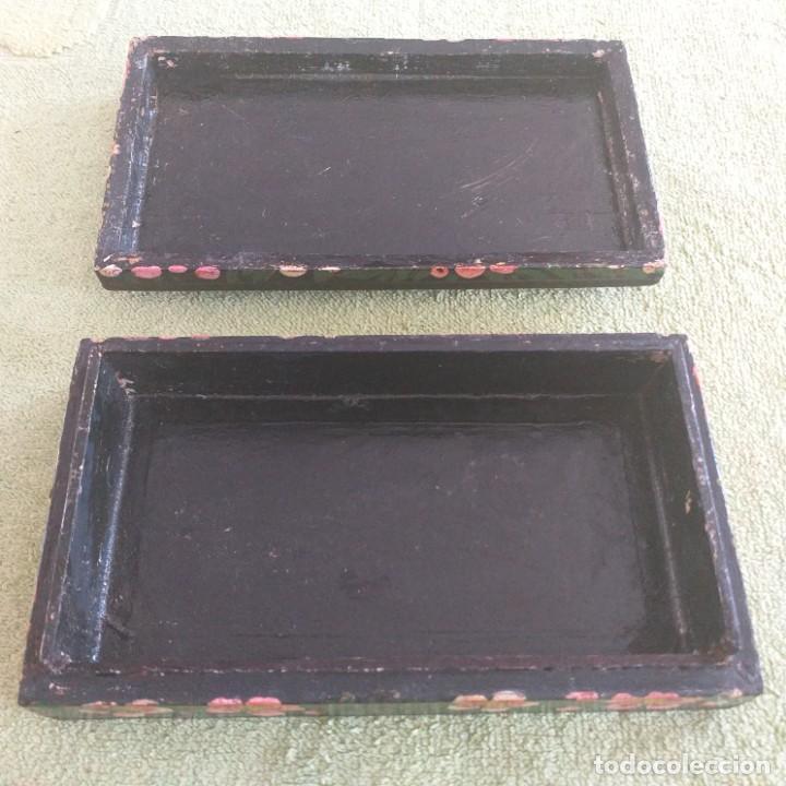 Antig&uuml;edades: Caja de madera lacada y pintada a mano. - Foto 3