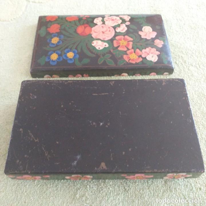 Antig&uuml;edades: Caja de madera lacada y pintada a mano. - Foto 4