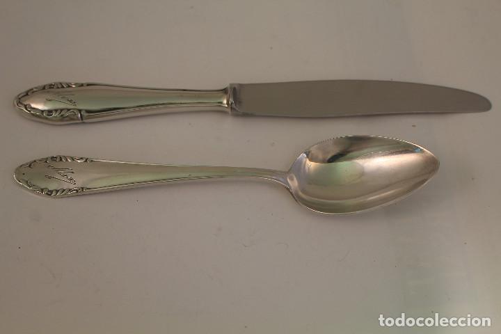 Antig&uuml;edades: cuchara y cuchillo en alpaca plateada meneses - Foto 1