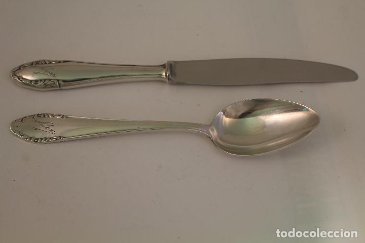 Antig&uuml;edades: cuchara y cuchillo en alpaca plateada meneses - Foto 2