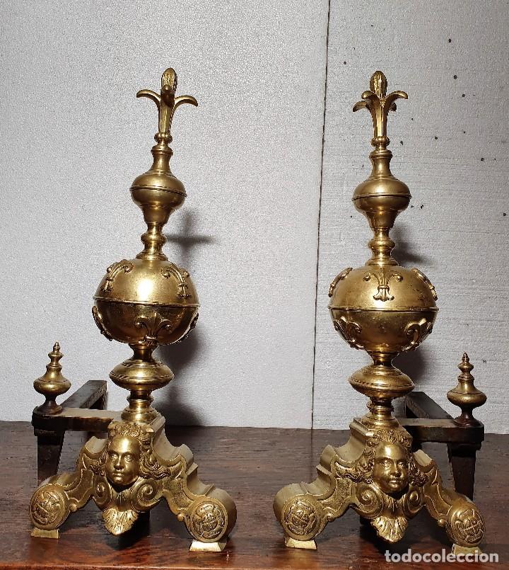 Antig&uuml;edades: MORILLOS DE BRONCE S.XIX 67CM DE ALTO - Foto 1
