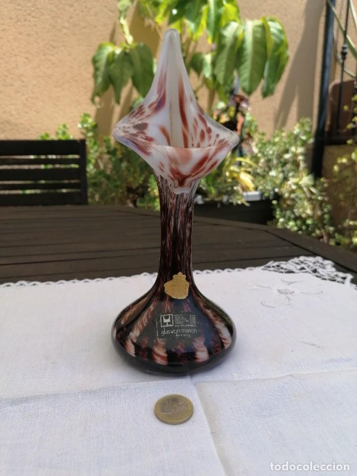 Oggetti Antichi: Jarron de cristal artesanal Handerbeit concha marron