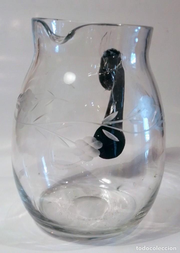 original jarra de agua en cristal con base, asa - Buy Other vintage objects  on todocoleccion