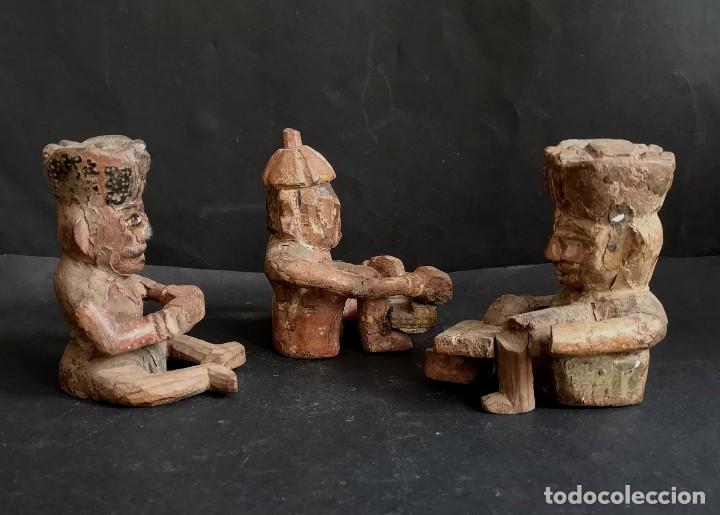 Antig&uuml;edades: Trio musical de madera policromada - Foto 4