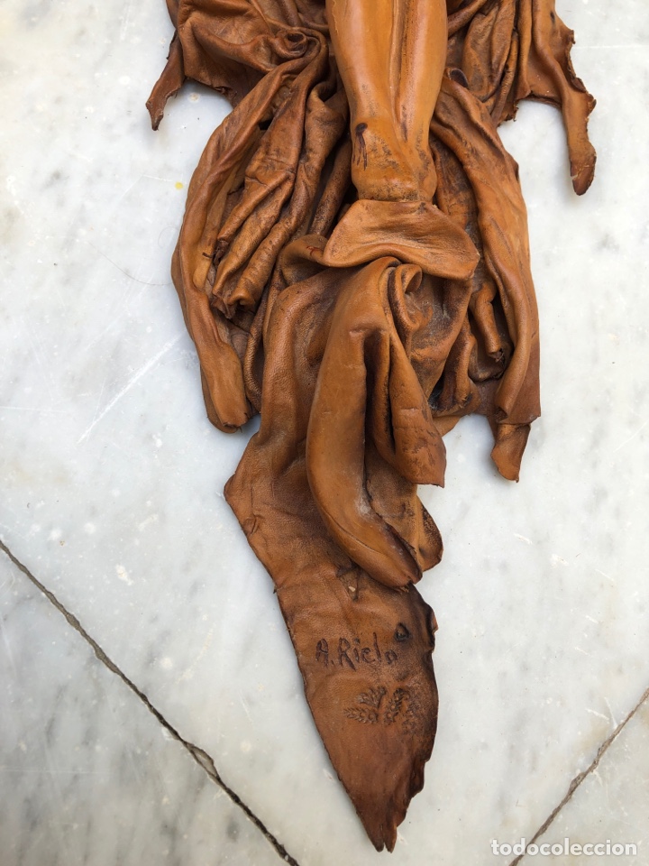 Antig&uuml;edades: Cristo hecho en cuero, 93 cm - Foto 7