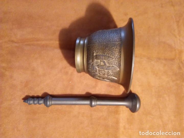 Antig&uuml;edades: MORTERO DE BRONCE CON GRABADOS DE MALLORCA - Foto 2