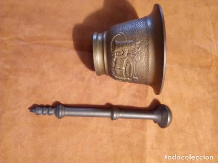 Antig&uuml;edades: MORTERO DE BRONCE CON GRABADOS DE MALLORCA - Foto 4