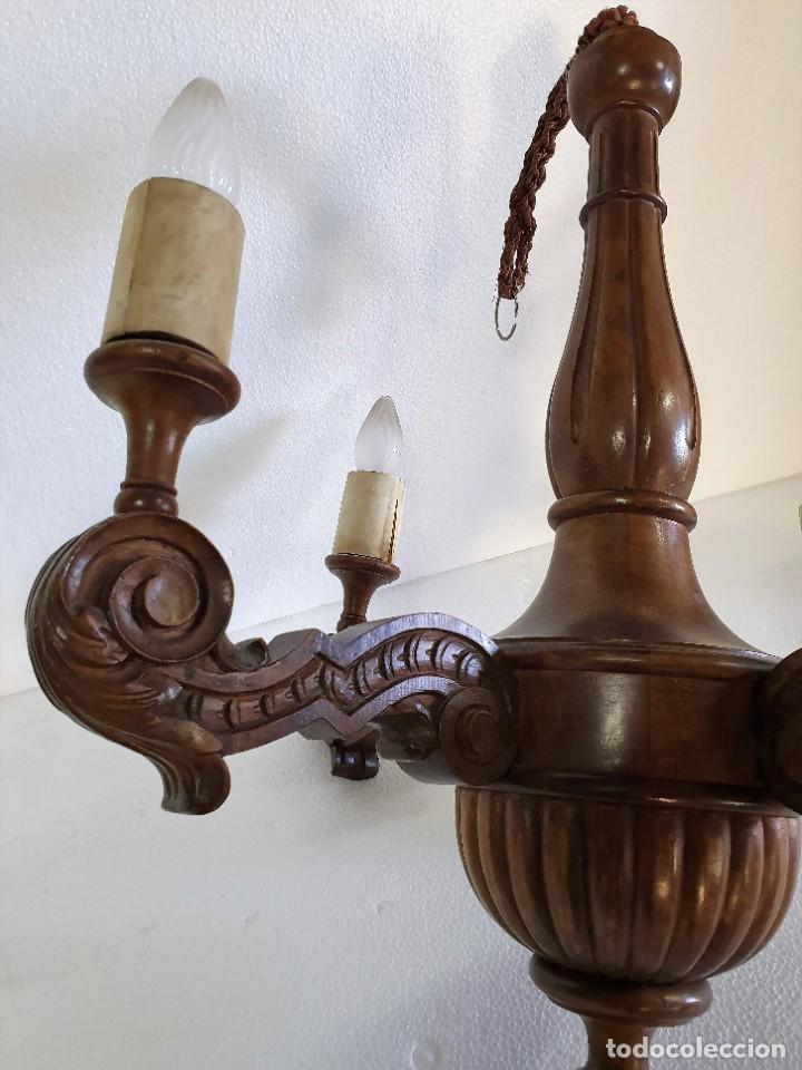 Antig&uuml;edades: ANTIGUA LAMPARA DE MADERA - Foto 4