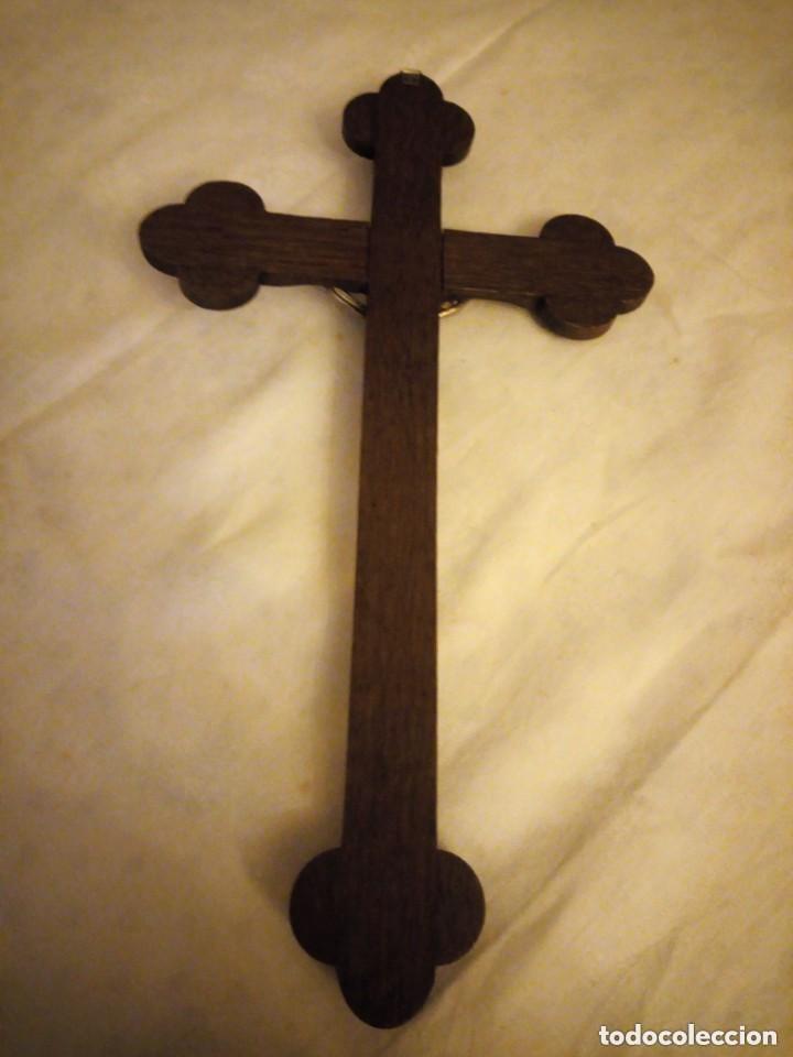 Antigüedades: Preciosa cruz de madera con jesucristo de metal. - Foto 4 - 206456518