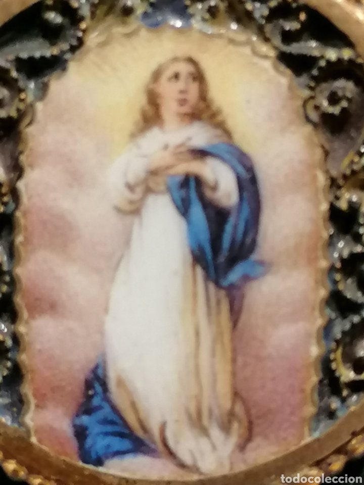 Antig&uuml;edades: VIRGEN PINTADA, CON ESMALTES. EN ESTUCHE DE BOLSILLO - Foto 3