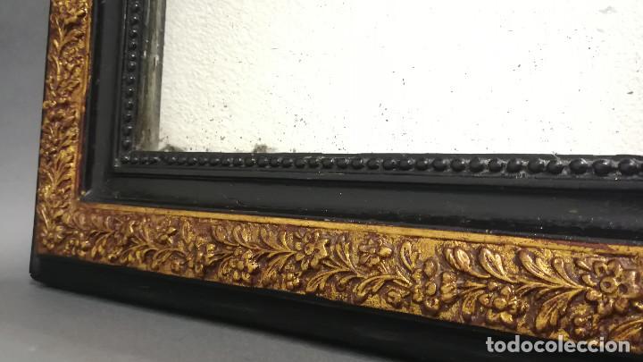 Antig&uuml;edades: ESPEJO RECTANGULAR INGLES NEGRO Y DORADO - Foto 3
