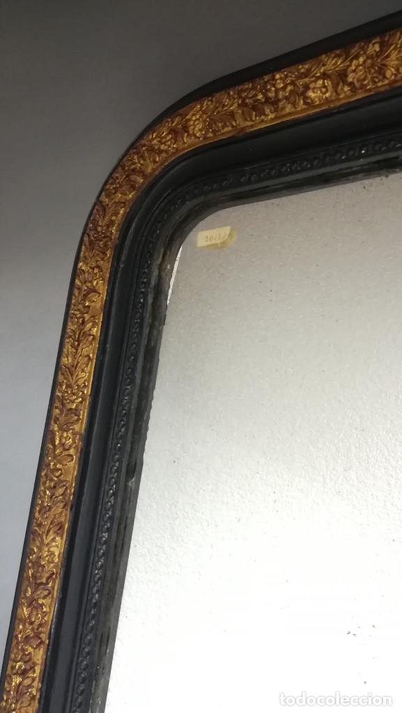 Antig&uuml;edades: ESPEJO RECTANGULAR INGLES NEGRO Y DORADO - Foto 4